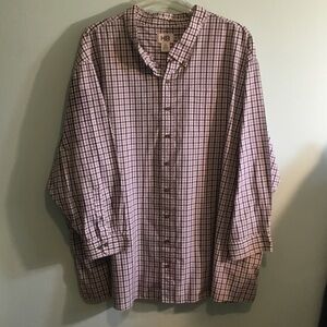 Men's Navy/Burgundy Plaid Button-Up Shirt